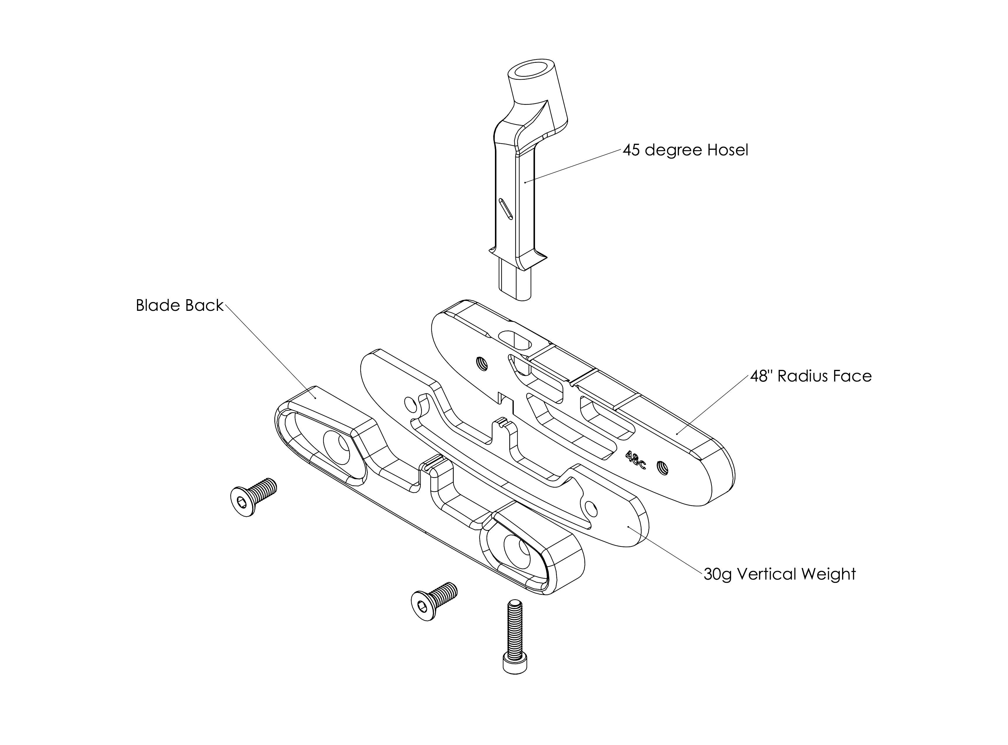 Convex Golf manufacturing drawings outlining the design for their customizable blade putter